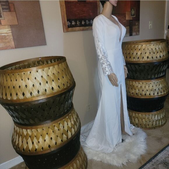 🆕️👰Romantic Bridal Wedding Mermaid Sexy Slit With V-neck, SZ 10 - Picture 8 of 16